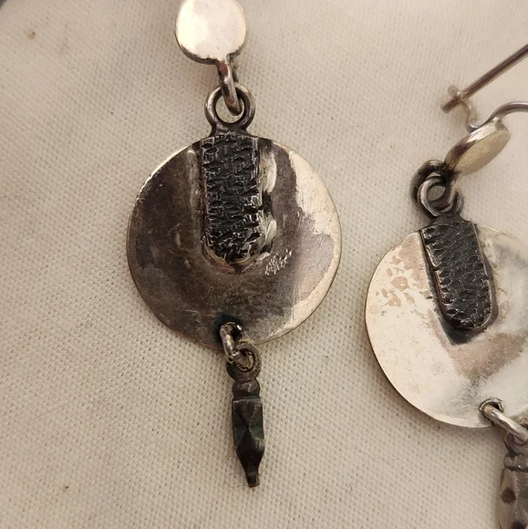 Set of handmade sterling silver drop earrings made in Turkey - Picture 4 of 7